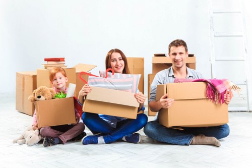 Long-term storage facility space in Barnes with organized boxes and furniture