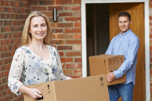 Packing household items into a mobile storage unit in Barnes